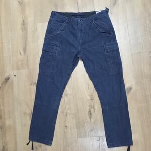 Polo Ralph Lauren Utility Surplus Chino Trousers Navy Canvas Cargo Pants 35 x 32
